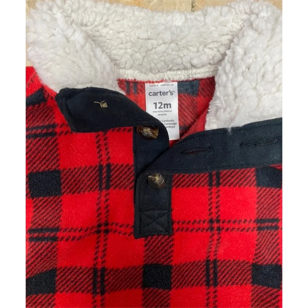 12 Months NEW Baby Boy Buffalo Plaid Fleece Pullover